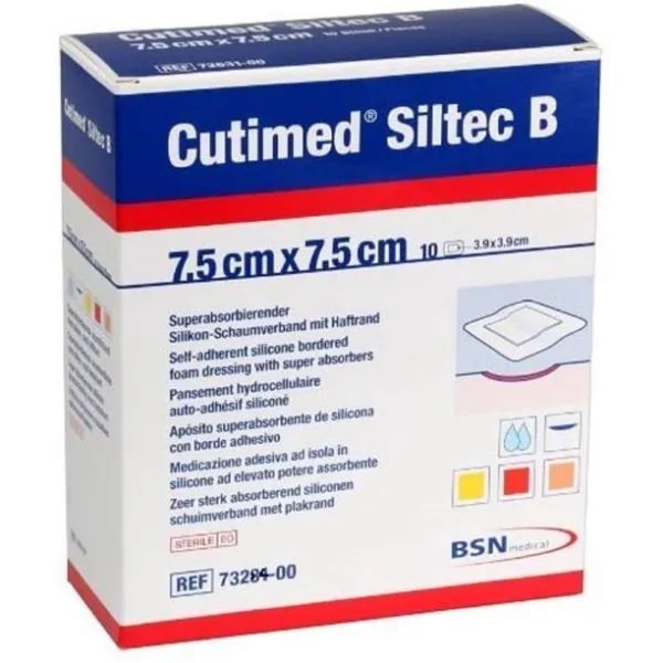 Cutimed Siltec B schuimverband - 7,5 x 7,5 cm