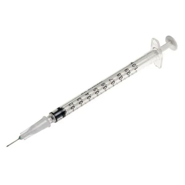 Injectiespuit Plastipak 3-delig 1 ml naald 26G x 10mm