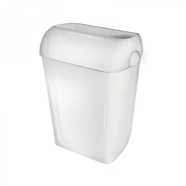Afvalbak 23 liter kunststof wit staand / wandbevestiging