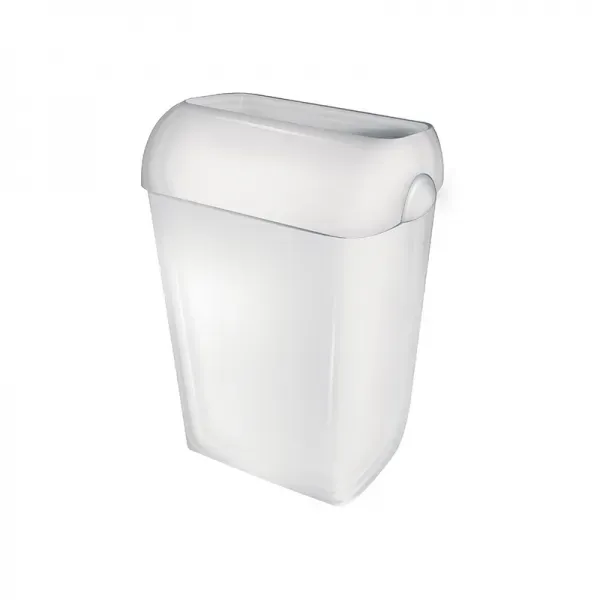 Afvalbak 42 liter kunststof wit staand / wandbevestiging