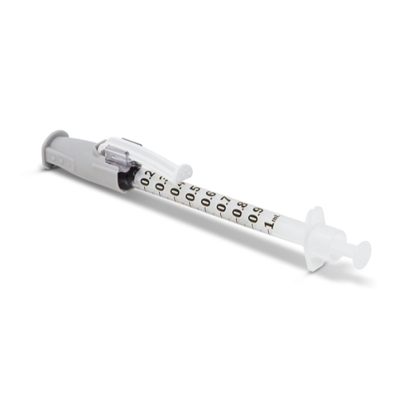 BD SafetyGlide spuit 1 ml met geintegreerde tuberculose naald 27 G x 10 mm