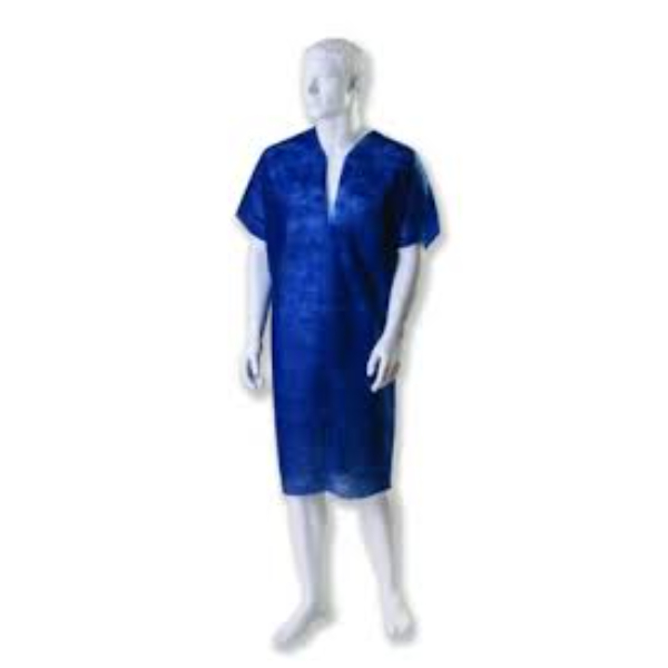Beta Patienten jas Y-hals non woven blauw