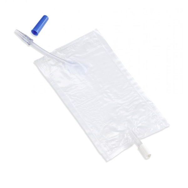 Curion Curibag Urinebeenzak Transparant Eendaags 500ml 10cm Slang Schuine Inlaat Trekkraan
