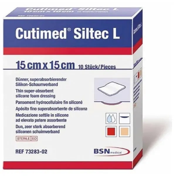 Cutimed Siltec L schuimverband - 15 x 15 cm