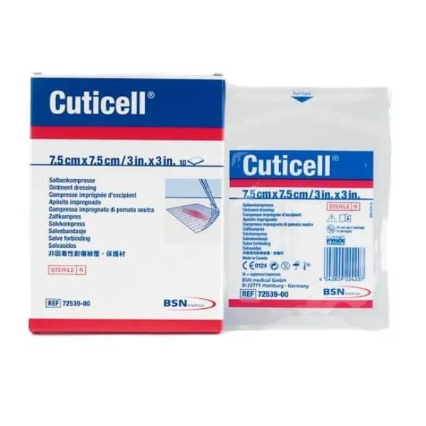 BSN Cuticell niet-verklevend synthetisch zalfgaas - 7,5 x 7,5 cm