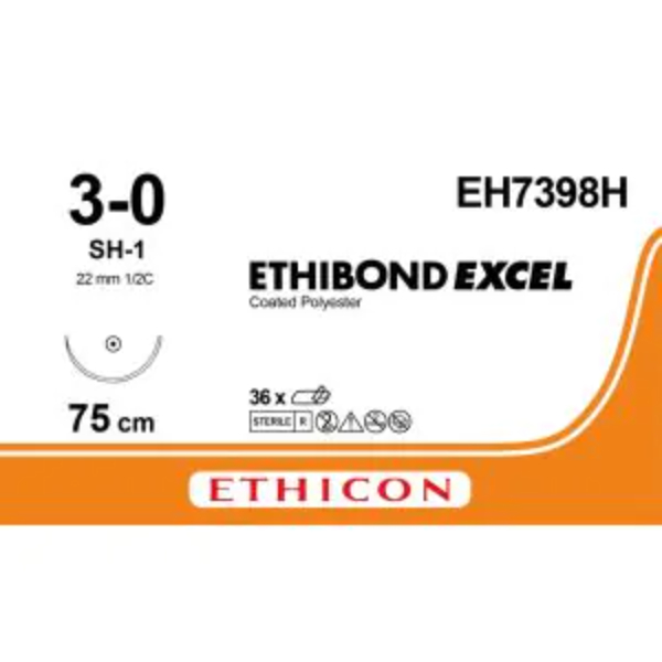 Ethibond hechtdraad 3-0 75cm SH-1 naald groen