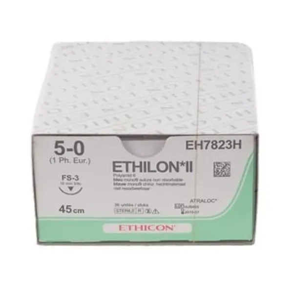 Ethilon hechtdraad 5-0 FS-3 naald 45 cm blauw