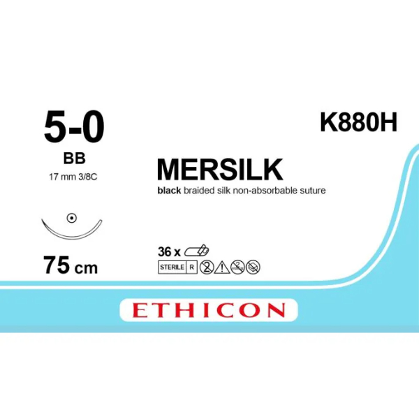 Ethicon hechtdraad PH-Zijde zwart geVlochten 5-0 BB-nld 75cm