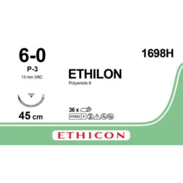 Ethilon 6-0 45 cm zwart P-3 Prime