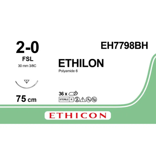 Ethilon hechtdraad 2-0 fsl 75 cm zwart