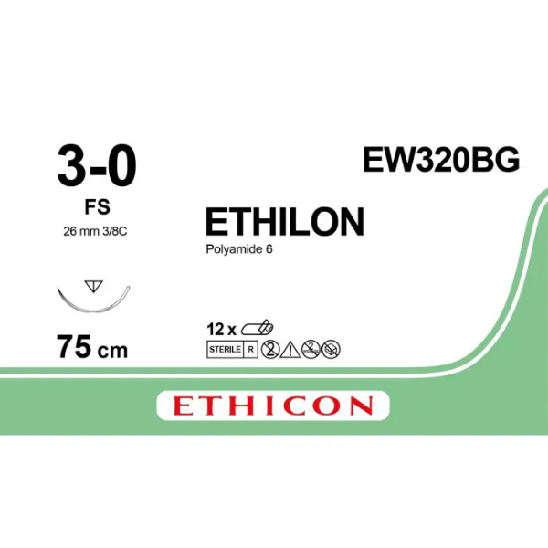 Ethilon hechtdraad 3-0 fs 75 cm 12 stuks EW320
