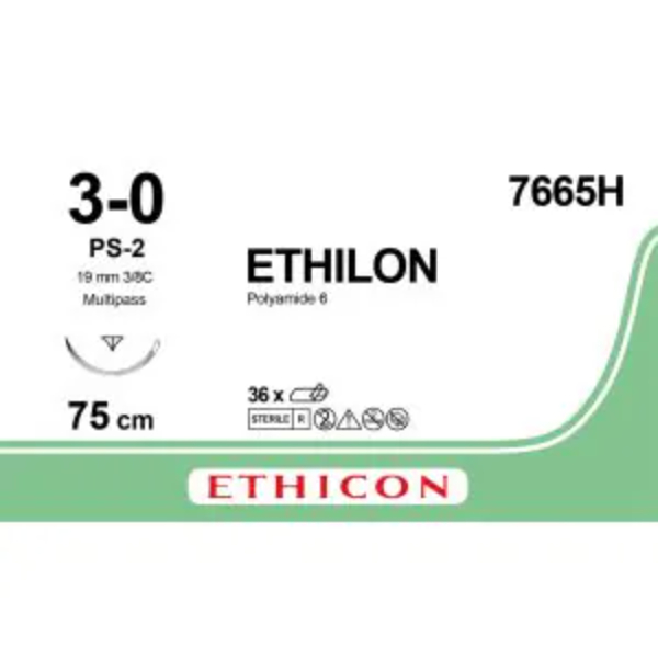 Ethilon hechtdraad 3-0 PS2 naald 75 cm zwart