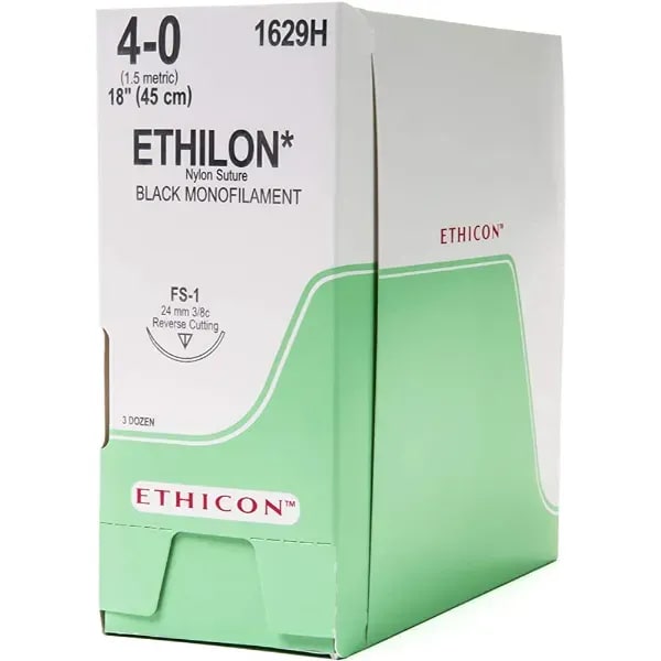 Ethilon hechtdraad 4-0 45 cm FS-1 naald zwart