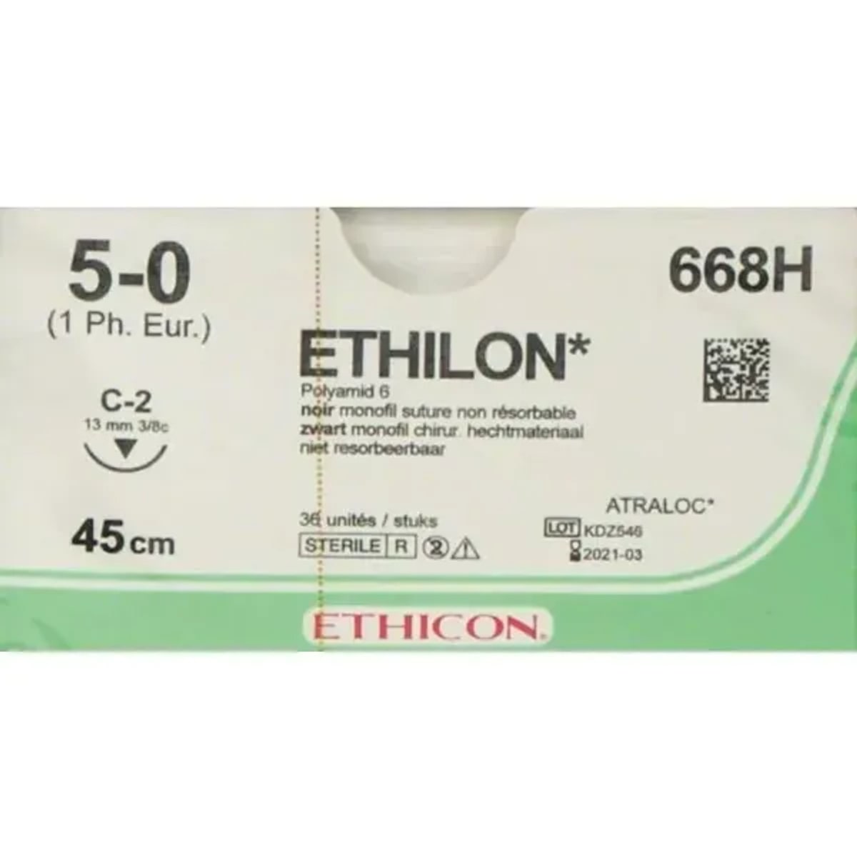 Ethilon hechtdraad 5-0 C-2 naald 45 cm