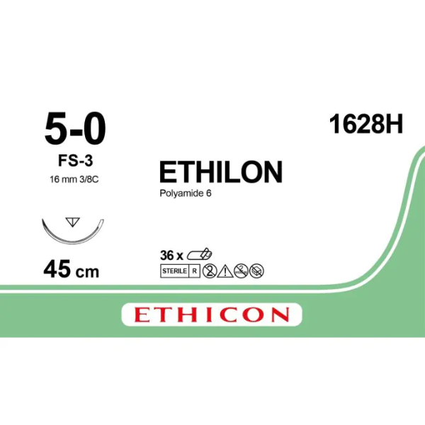 Ethilon hechtdraad 5-0 FS3 naald 45 cm zwart