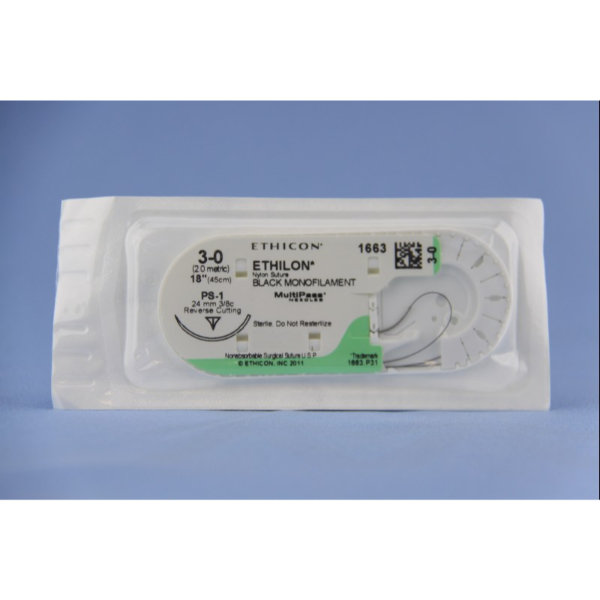 Ethilon hechtdraad zwart monofil 3-0 PS1 Prima 45 cm