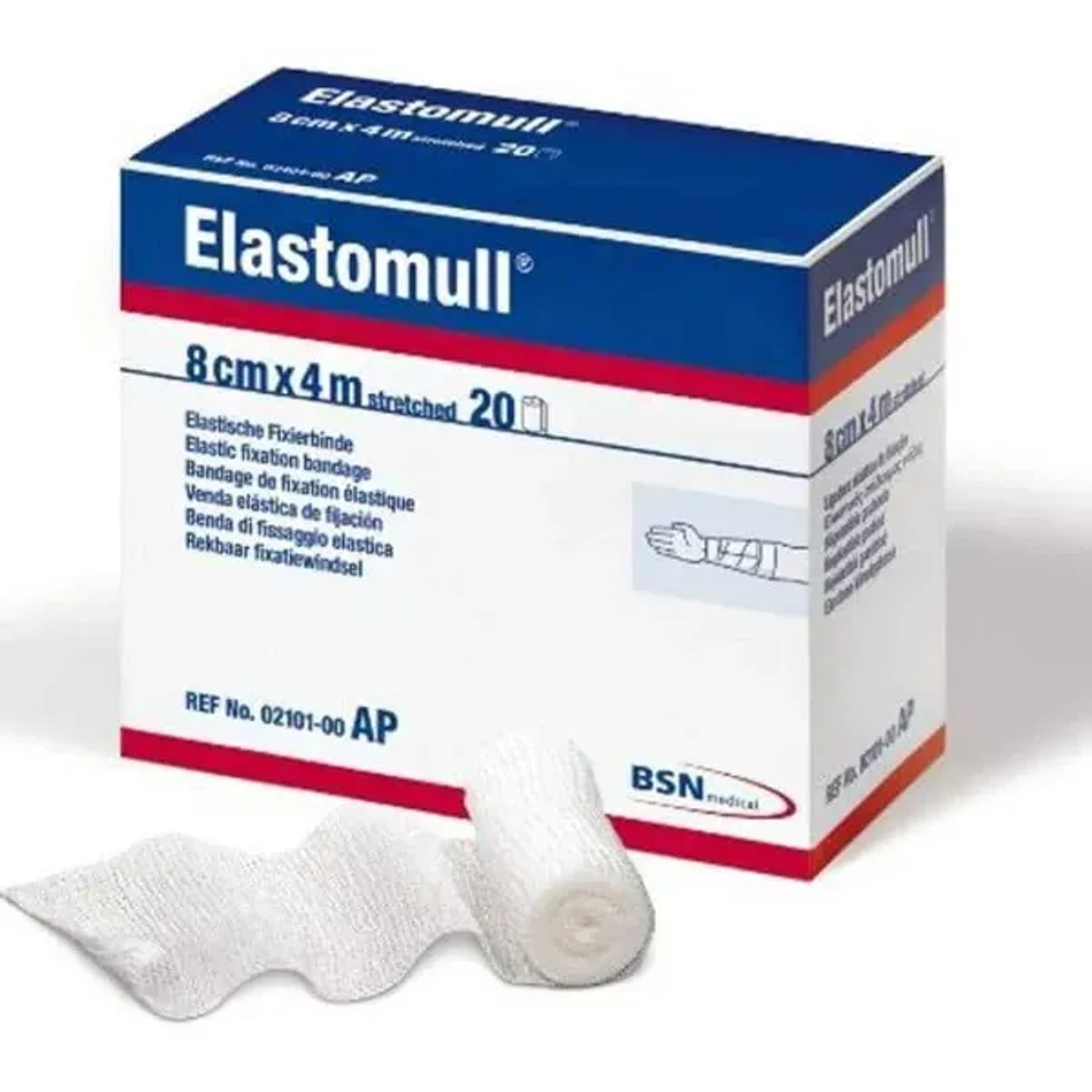 Fixatiewindsel elastisch Elastomull 4 m x 12 cm met cellofaan