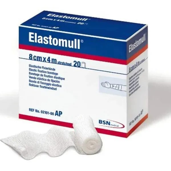 Fixatiewindsel elastisch Elastomull 4 m x 8 cm met cellofaan