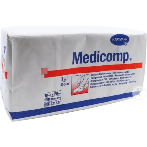 Gaaskompres Medicomp 10 x 20 cm per 2 stuks 6 laags, foto 2 van 2