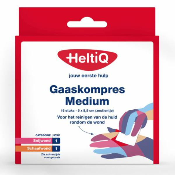 Heltiq Gaaskompres 8.5 x 5cm zestientje 16st