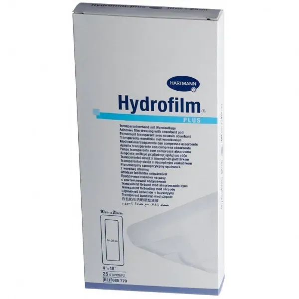 Transparante wondfolie met kussen Hydrofilm Plus 10 x 25 cm