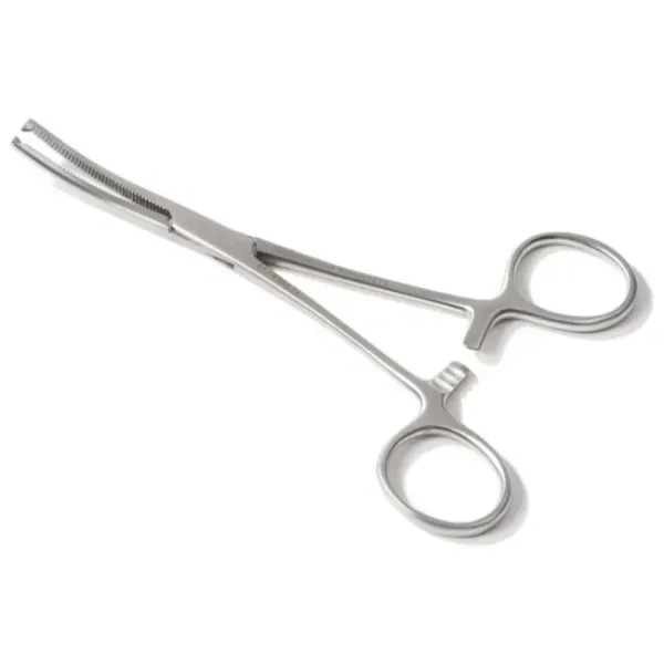 Kocher arterieklem 1x2 tanden 18 cm gebogen rvs