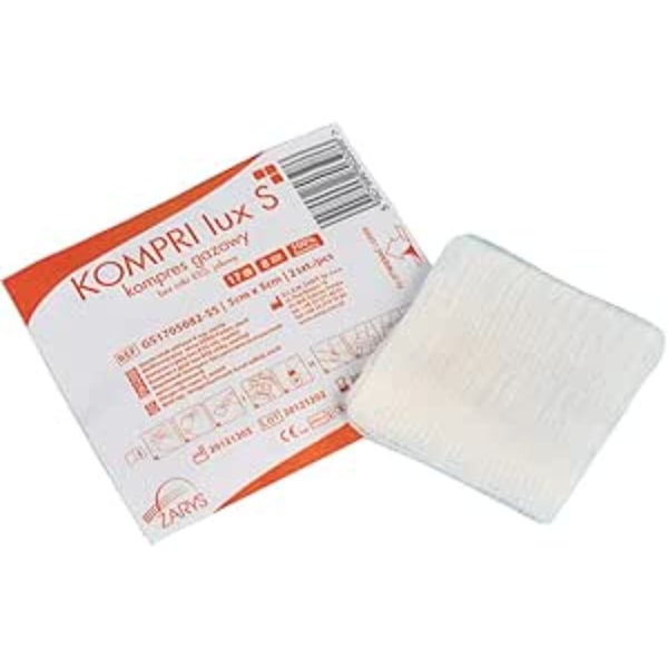 KOMPRI lux hydrofiel gaaskompressen 12 laags 10 x 10 cm per 5 stuks verpakt — afbeelding 2