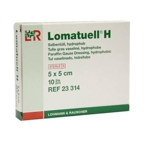 Lomatuell H zalfgaas 5x5cm 10 stuks (voorheen 23314)
