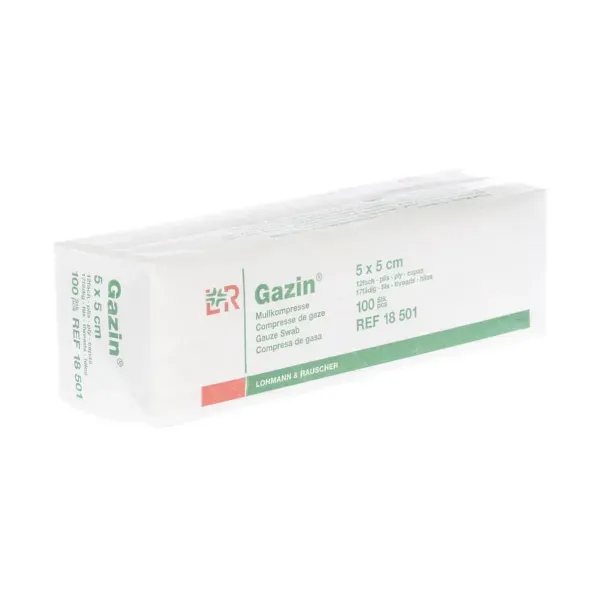 L&R Gazin gaaskompres 5 x 5 cm 12 laags