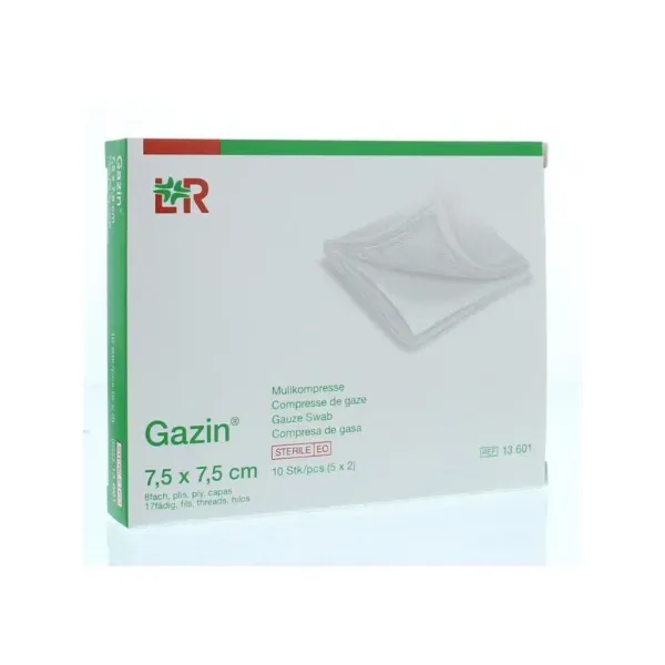 L&amp;R Gazin gaaskompressen 7,5 x 7 5cm