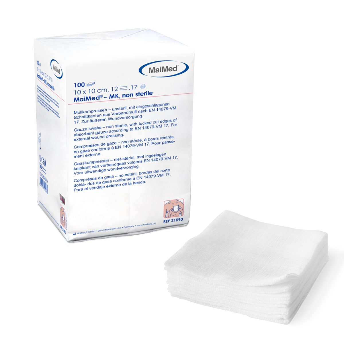 MaiMed gaascompres 10 x 10 cm 8 laags, foto 2 van 2