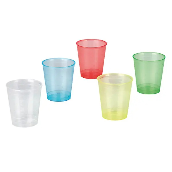 Medicijn bekertjes 30 ml plastic rood zonder deksel