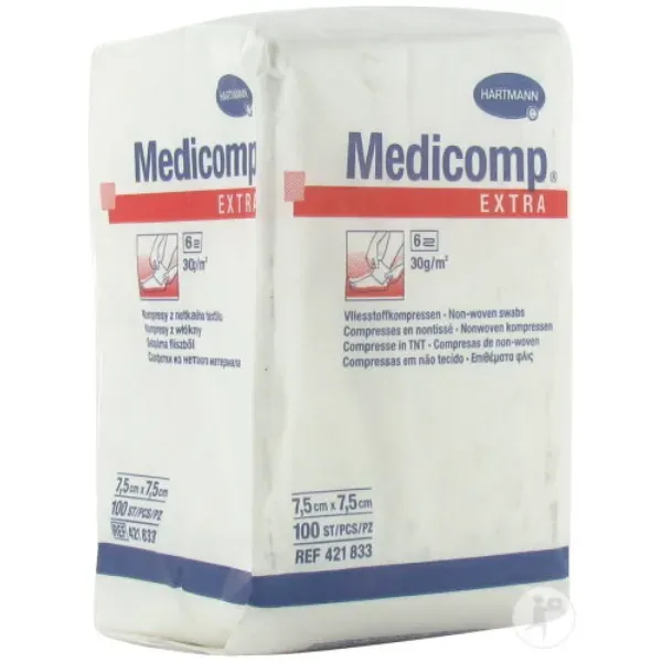 Gaaskompres Medicomp 7,5 x 7,5 cm 6 laags
