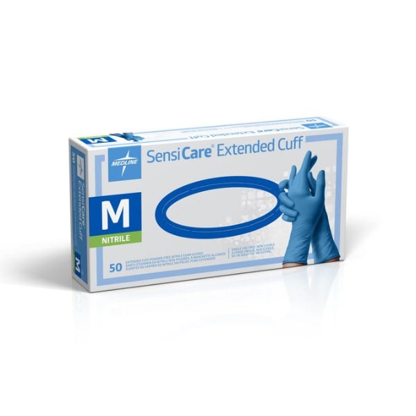 Medline SensiCare Extended Cuff onderzoekshandschoenen nitril - M