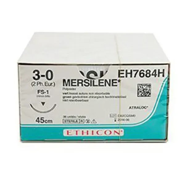 Mersilene hechtdraad 3-0 45 cm groen FS-1 naald