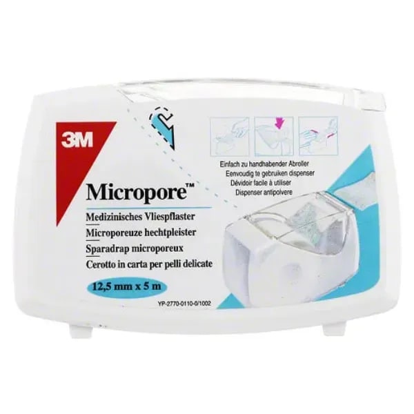 Micropore hechtpleister met dispenser 1,25 cm x 9.15 meter
