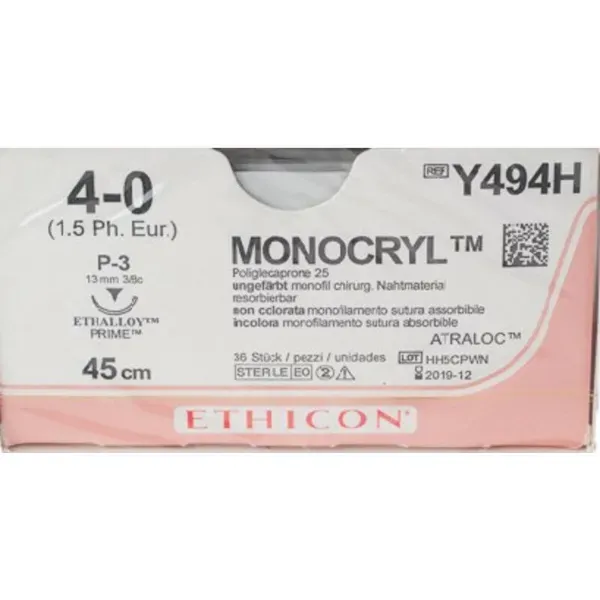 Monocryl hechtdraad 4-0 45 cm ongekleurd P-3 Prime naald
