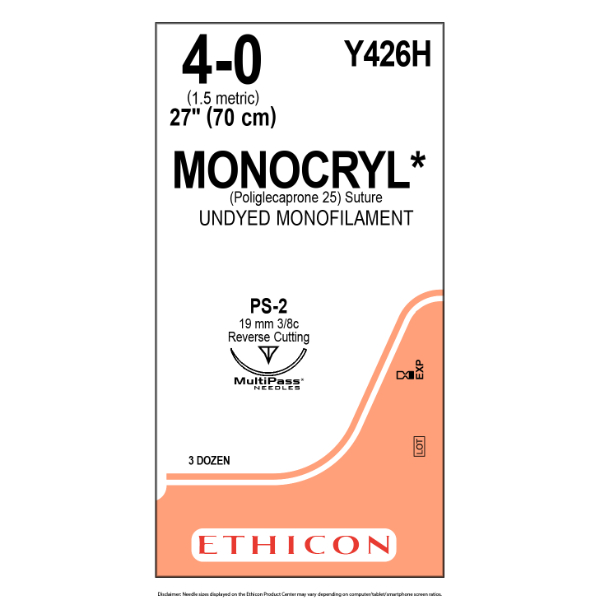 Monocryl 4-0 70cm ongekleurd PS-2 MP