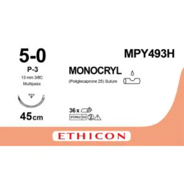 Monocryl 5-0 45cm ongekleurd P-3 MP