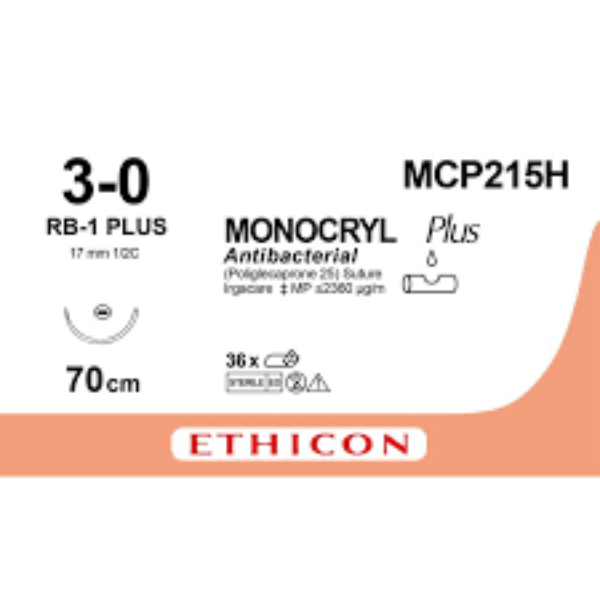 Monocryl hechtdraad 3-0 rb-1 70 cm