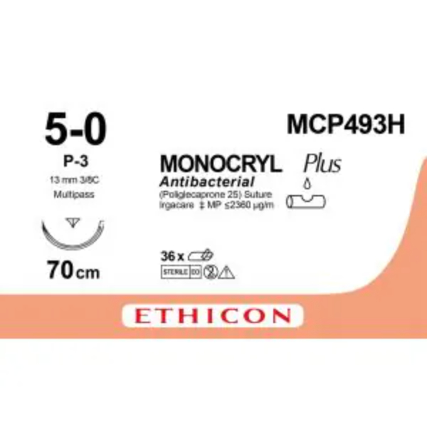 Monocryl plus hechtdraad 5-0 70cm P-3 Prime