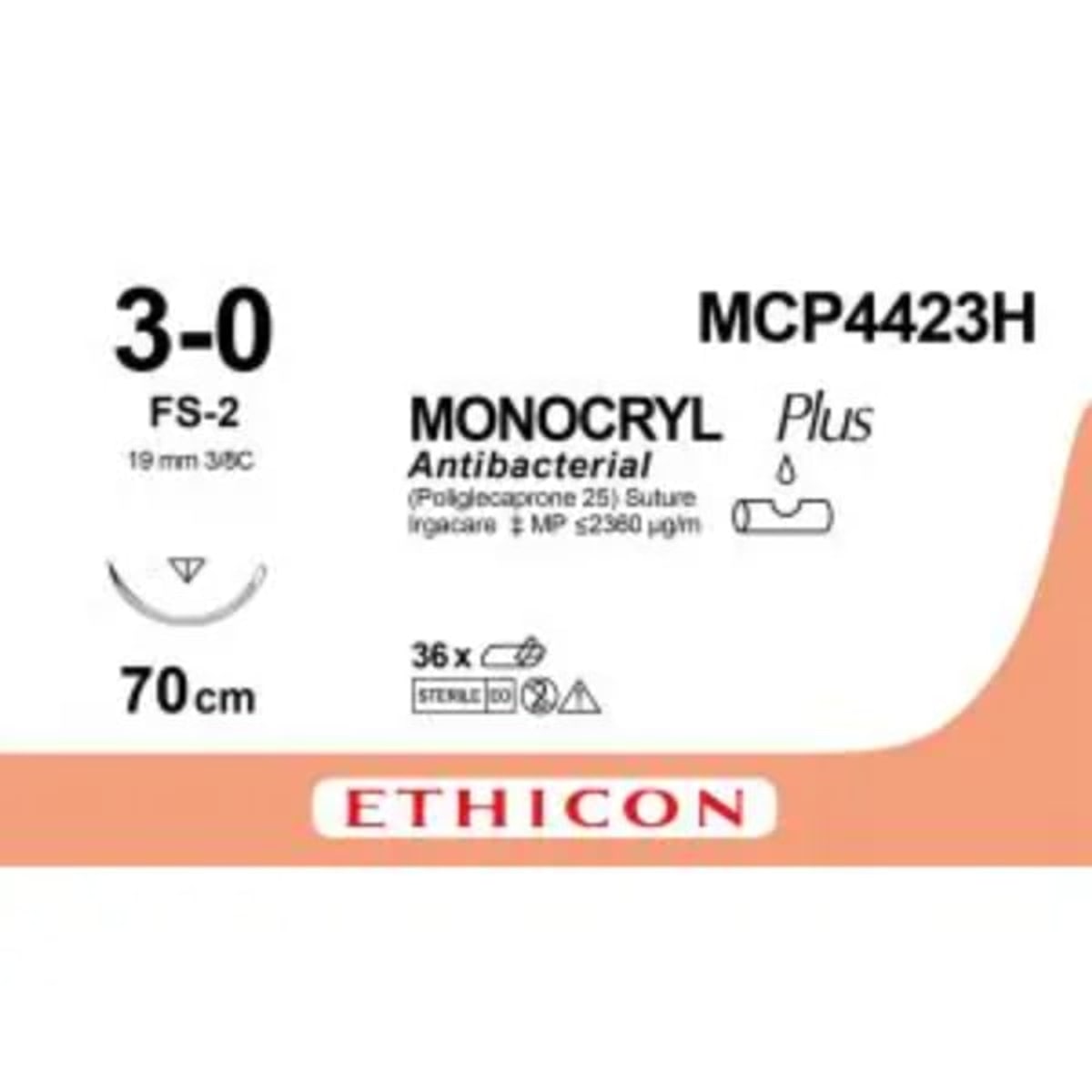 Monocryl plus hechtdraad 3-0 70cm FS-2 naald