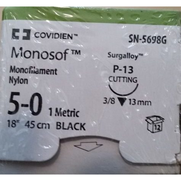Monosof hechtdraad 5-0 zwart 45 cm P13