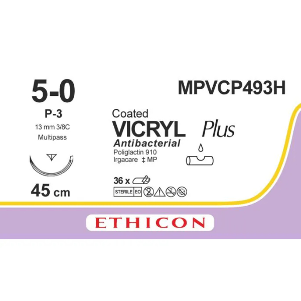 Multipass Vicryl Plus hechtdraad 5/0 P3 naald 45cm draad