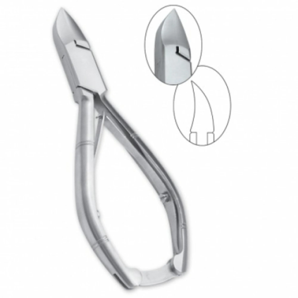 Nageltang gebogen bek met kruisveer 14 cm rvs