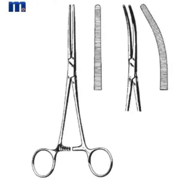 Pean arterieklem 14 cm gebogen rvs
