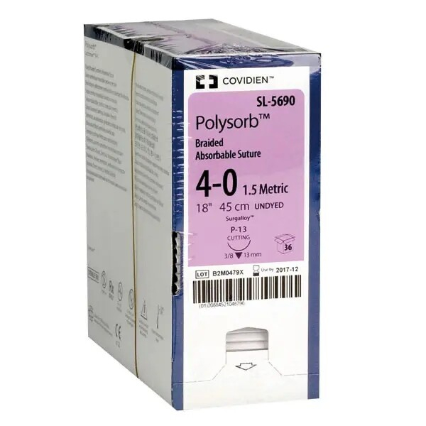 Polysorb hechtdraad ongekleurd 4-0 45 cm P-13