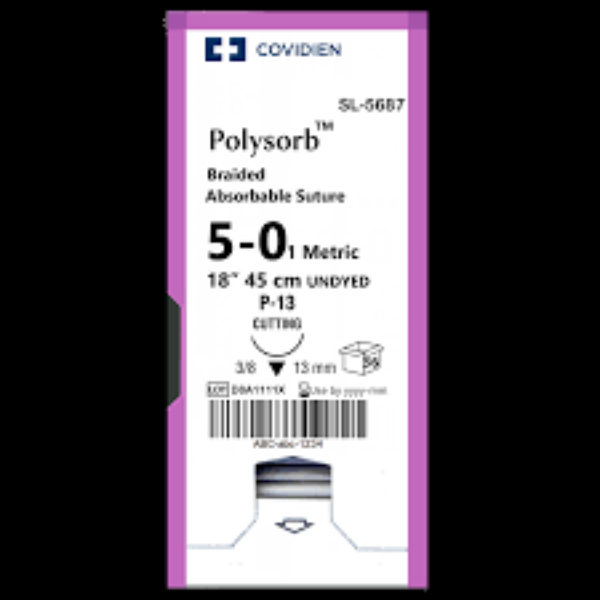 Polysorb hechtdraad ongekleurd 5-0 45 cm P-13