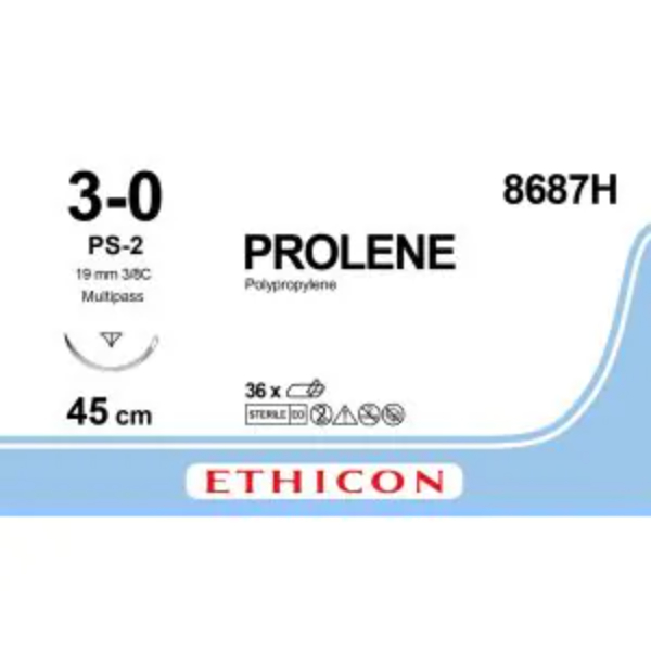 Prolene hechtdraad 3-0 PS2 naald 45 cm blauw