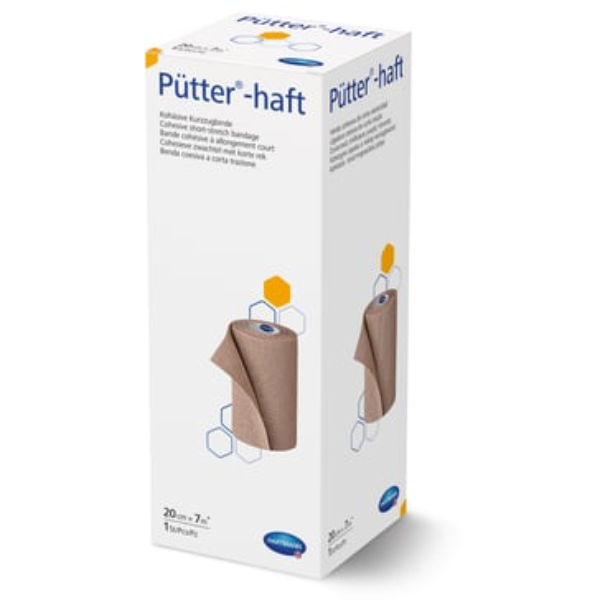 Pütter-Haftcohesieve zwachtel met korte rek 12 cm x 5 meter